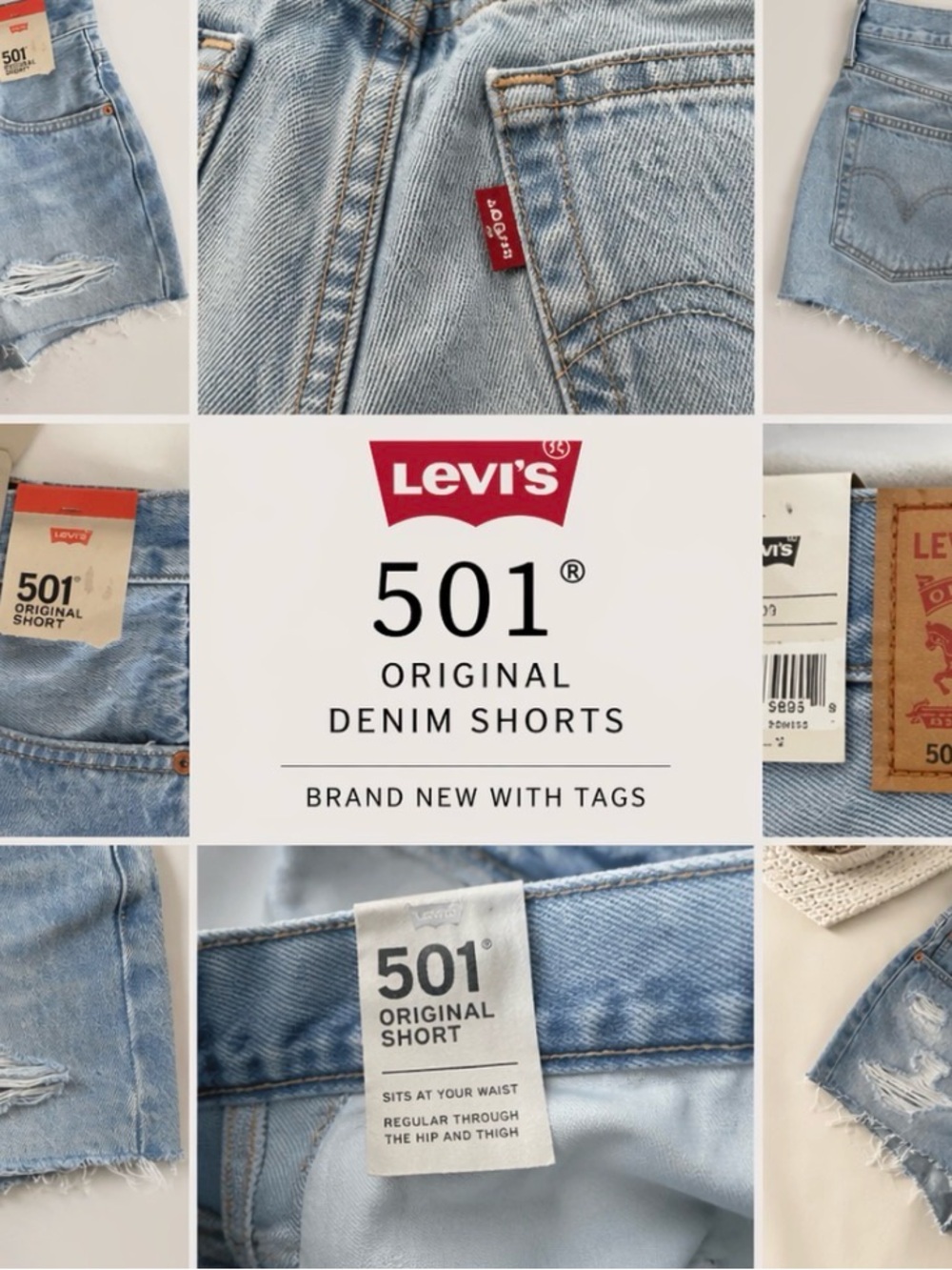 Levi's light blue 501 original denim shorts